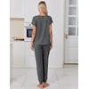 image:imageEkouaer Pajamas for Women Set Short Sleeve Lounge Set Jogger Pants Pjs Soft Sleepwear with Pockets SXXLDark Grey