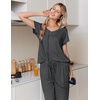 image:imageEkouaer Pajamas for Women Set Short Sleeve Lounge Set Jogger Pants Pjs Soft Sleepwear with Pockets SXXLDark Grey