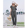 image:imageEkouaer Pajamas for Women Set Short Sleeve Lounge Set Jogger Pants Pjs Soft Sleepwear with Pockets SXXLDark Grey