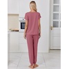 image:imageEkouaer Pajamas for Women Set Short Sleeve Lounge Set Jogger Pants Pjs Soft Sleepwear with Pockets SXXLGrey Purple Red