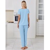 image:imageEkouaer Pajamas for Women Set Short Sleeve Lounge Set Jogger Pants Pjs Soft Sleepwear with Pockets SXXLLight Blue