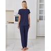 image:imageEkouaer Pajamas for Women Set Short Sleeve Lounge Set Jogger Pants Pjs Soft Sleepwear with Pockets SXXLNavy