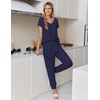 image:imageEkouaer Pajamas for Women Set Short Sleeve Lounge Set Jogger Pants Pjs Soft Sleepwear with Pockets SXXLNavy