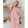 image:imageEkouaer Pajamas for Women Set Short Sleeve Lounge Set Jogger Pants Pjs Soft Sleepwear with Pockets SXXLPink