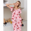 image:imageEkouaer Pajamas for Women Set Short Sleeve Lounge Set Jogger Pants Pjs Soft Sleepwear with Pockets SXXLPink Bow Knot