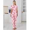 image:imageEkouaer Pajamas for Women Set Short Sleeve Lounge Set Jogger Pants Pjs Soft Sleepwear with Pockets SXXLPink Bow Knot