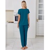 image:imageEkouaer Pajamas for Women Set Short Sleeve Lounge Set Jogger Pants Pjs Soft Sleepwear with Pockets SXXLTeal