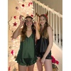 image:imageEkouaer Satin Pajama Set for Women Silk Pjs for Women Set Camisole Top and Shorts with Ruffle SleepwearArmy Green