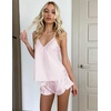 image:imageEkouaer Satin Pajama Set for Women Silk Pjs for Women Set Camisole Top and Shorts with Ruffle SleepwearPink