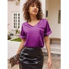 image:imageEkouaer Satin Pajamas for Women Short Sleeve Silk Pajama Sets Soft Sleepwear Top with Causal Long Pj PantPurple