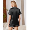 image:imageEkouaer Satin Pajamas for Women Silk Pjs Short Set 2 Piece Button Up Lounge Sets Short Sleeve Sleepwear SXXLBlack