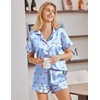image:imageEkouaer Satin Pajamas for Women Silk Pjs Short Set 2 Piece Button Up Lounge Sets Short Sleeve Sleepwear SXXLBlue Cherry
