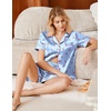 image:imageEkouaer Satin Pajamas for Women Silk Pjs Short Set 2 Piece Button Up Lounge Sets Short Sleeve Sleepwear SXXLBlue Cherry