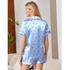 image:imageEkouaer Satin Pajamas for Women Silk Pjs Short Set 2 Piece Button Up Lounge Sets Short Sleeve Sleepwear SXXLBlue Cherry