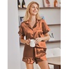 image:imageEkouaer Satin Pajamas for Women Silk Pjs Short Set 2 Piece Button Up Lounge Sets Short Sleeve Sleepwear SXXLBrown