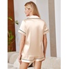 image:imageEkouaer Satin Pajamas for Women Silk Pjs Short Set 2 Piece Button Up Lounge Sets Short Sleeve Sleepwear SXXLChampagne