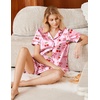 image:imageEkouaer Satin Pajamas for Women Silk Pjs Short Set 2 Piece Button Up Lounge Sets Short Sleeve Sleepwear SXXLCherry and Bow