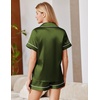 image:imageEkouaer Satin Pajamas for Women Silk Pjs Short Set 2 Piece Button Up Lounge Sets Short Sleeve Sleepwear SXXLDark Army Green