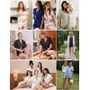 image:imageEkouaer Satin Pajamas for Women Silk Pjs Short Set 2 Piece Button Up Lounge Sets Short Sleeve Sleepwear SXXLGreen