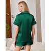 image:imageEkouaer Satin Pajamas for Women Silk Pjs Short Set 2 Piece Button Up Lounge Sets Short Sleeve Sleepwear SXXLGreen