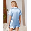 image:imageEkouaer Satin Pajamas for Women Silk Pjs Short Set 2 Piece Button Up Lounge Sets Short Sleeve Sleepwear SXXLLight Blue