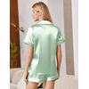 image:imageEkouaer Satin Pajamas for Women Silk Pjs Short Set 2 Piece Button Up Lounge Sets Short Sleeve Sleepwear SXXLLight Green