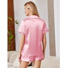 image:imageEkouaer Satin Pajamas for Women Silk Pjs Short Set 2 Piece Button Up Lounge Sets Short Sleeve Sleepwear SXXLPink