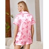 image:imageEkouaer Satin Pajamas for Women Silk Pjs Short Set 2 Piece Button Up Lounge Sets Short Sleeve Sleepwear SXXLPink Bow Ties