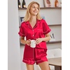 image:imageEkouaer Satin Pajamas for Women Silk Pjs Short Set 2 Piece Button Up Lounge Sets Short Sleeve Sleepwear SXXLRed
