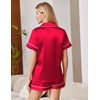image:imageEkouaer Satin Pajamas for Women Silk Pjs Short Set 2 Piece Button Up Lounge Sets Short Sleeve Sleepwear SXXLRed