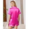 image:imageEkouaer Satin Pajamas for Women Silk Pjs Short Set 2 Piece Button Up Lounge Sets Short Sleeve Sleepwear SXXLRose