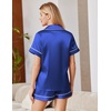 image:imageEkouaer Satin Pajamas for Women Silk Pjs Short Set 2 Piece Button Up Lounge Sets Short Sleeve Sleepwear SXXLRoyal Blue