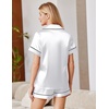 image:imageEkouaer Satin Pajamas for Women Silk Pjs Short Set 2 Piece Button Up Lounge Sets Short Sleeve Sleepwear SXXLWhite