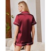 image:imageEkouaer Satin Pajamas for Women Silk Pjs Short Set 2 Piece Button Up Lounge Sets Short Sleeve Sleepwear SXXLWine