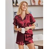 image:imageEkouaer Satin Pajamas for Women Silk Pjs Short Set 2 Piece Button Up Lounge Sets Short Sleeve Sleepwear SXXLWine