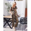 image:imageEkouaer Silk Pajamas for Women 2 Piece Satin Pjs Cap Short Sleeve Sleepwear V Neck Shirt Long Pant Lounge Sets01mz271
