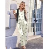 image:imageEkouaer Silk Pajamas for Women 2 Piece Satin Pjs Cap Short Sleeve Sleepwear V Neck Shirt Long Pant Lounge SetsBlack Flower