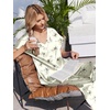 image:imageEkouaer Silk Pajamas for Women 2 Piece Satin Pjs Cap Short Sleeve Sleepwear V Neck Shirt Long Pant Lounge SetsBlack Flower