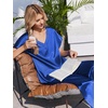 image:imageEkouaer Silk Pajamas for Women 2 Piece Satin Pjs Cap Short Sleeve Sleepwear V Neck Shirt Long Pant Lounge SetsBlue
