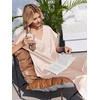 image:imageEkouaer Silk Pajamas for Women 2 Piece Satin Pjs Cap Short Sleeve Sleepwear V Neck Shirt Long Pant Lounge SetsChampagne