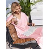 image:imageEkouaer Silk Pajamas for Women 2 Piece Satin Pjs Cap Short Sleeve Sleepwear V Neck Shirt Long Pant Lounge SetsPink
