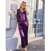 image:imageEkouaer Silk Pajamas for Women 2 Piece Satin Pjs Cap Short Sleeve Sleepwear V Neck Shirt Long Pant Lounge SetsPurple