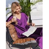 image:imageEkouaer Silk Pajamas for Women 2 Piece Satin Pjs Cap Short Sleeve Sleepwear V Neck Shirt Long Pant Lounge SetsPurple