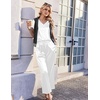 image:imageEkouaer Silk Pajamas for Women 2 Piece Satin Pjs Cap Short Sleeve Sleepwear V Neck Shirt Long Pant Lounge SetsWhitesheer