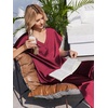 image:imageEkouaer Silk Pajamas for Women 2 Piece Satin Pjs Cap Short Sleeve Sleepwear V Neck Shirt Long Pant Lounge SetsWine