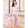 image:imageEkouaer Silk Pajamas for Women Classic Button Down Satin Pajama Sets Long Sleeve Lounge Set01 Pink Striped