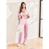 image:imageEkouaer Silk Pajamas for Women Classic Button Down Satin Pajama Sets Long Sleeve Lounge Set01 Pink Striped