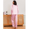 image:imageEkouaer Silk Pajamas for Women Classic Button Down Satin Pajama Sets Long Sleeve Lounge Set01 Pink Striped