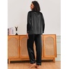 image:imageEkouaer Silk Pajamas for Women Classic Button Down Satin Pajama Sets Long Sleeve Lounge SetBlack