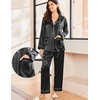 image:imageEkouaer Silk Pajamas for Women Classic Button Down Satin Pajama Sets Long Sleeve Lounge SetBlack